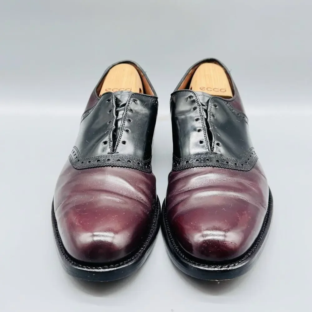 Allen Edmonds Shoes Mens 11 Brown Black Leather Oxford Polo Dress Two Tone
